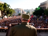 Fidel en la Universidad de la Habana. Foto: Roberto Chile