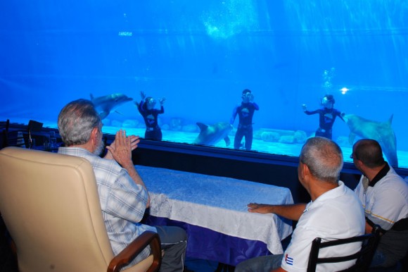 Fidel visita el Acuario Nacional de Cuba. Foto: Estudios Revolución 